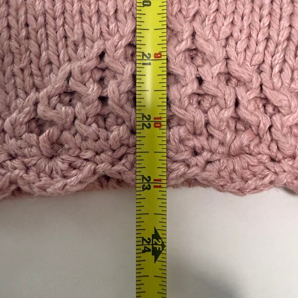 VTG Womens Chunky Knit Sweater L Petite Pink Mauve Rose Floral Granny Cottage - Picture 5 of 11